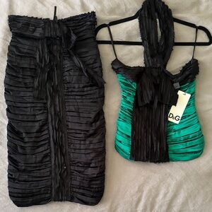 D&G Elegant Black and Green Pencil Skirt